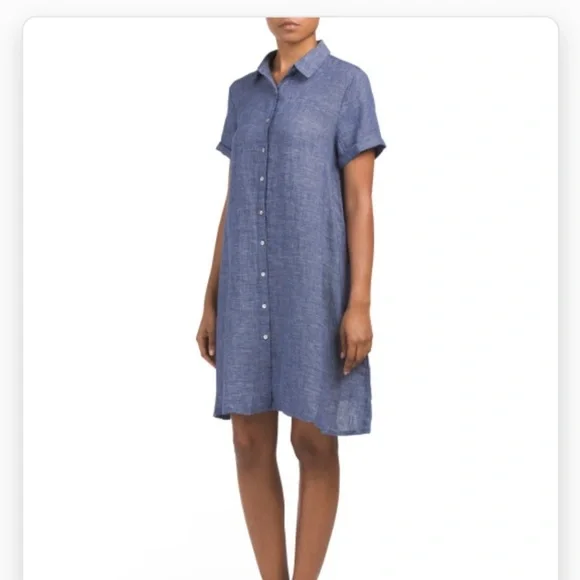 Tahari Button Front Linen Shirt Dress XS Tahari Button Front Linen Shirt Dress XS